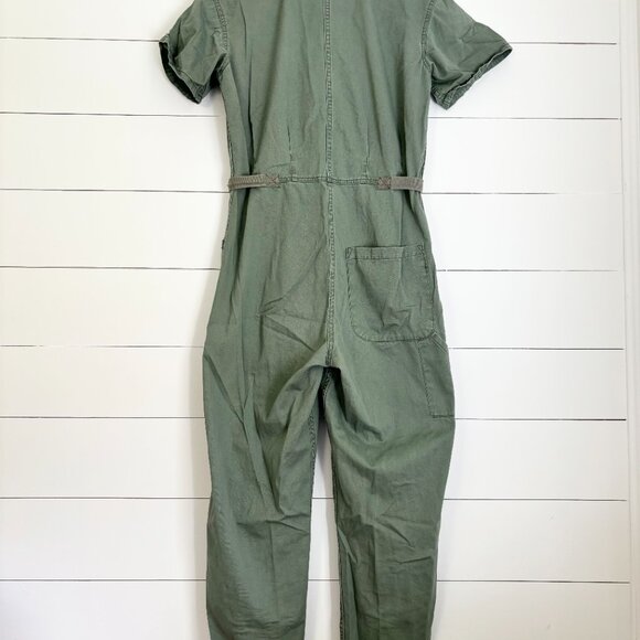 Pistola Grover jumpsuit 100% cotton army green button front - Picture 7 of 9